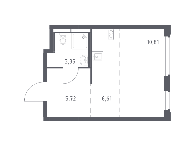 Студия 26,5 м²