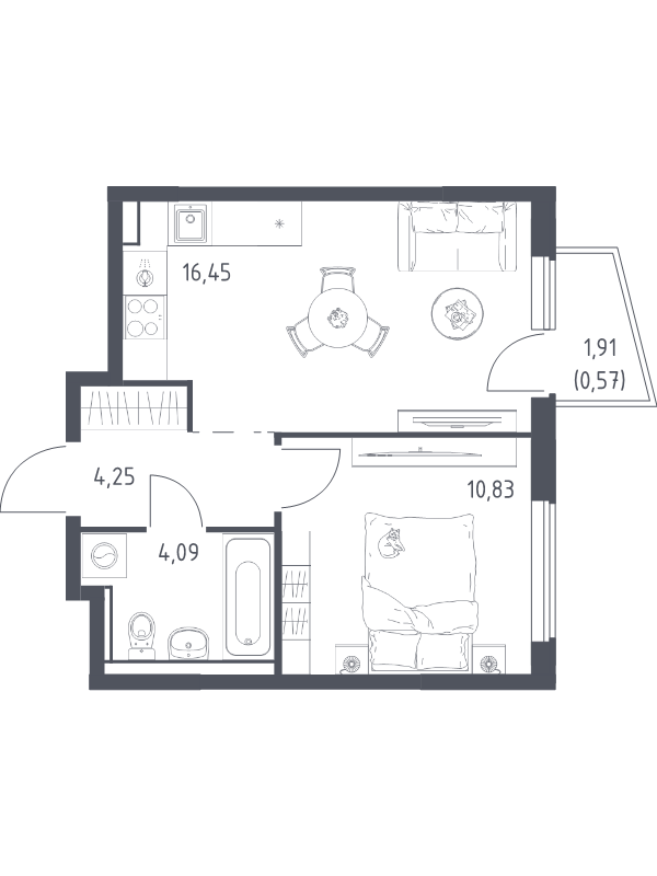 2 ккв (Евро) 36,2 м²