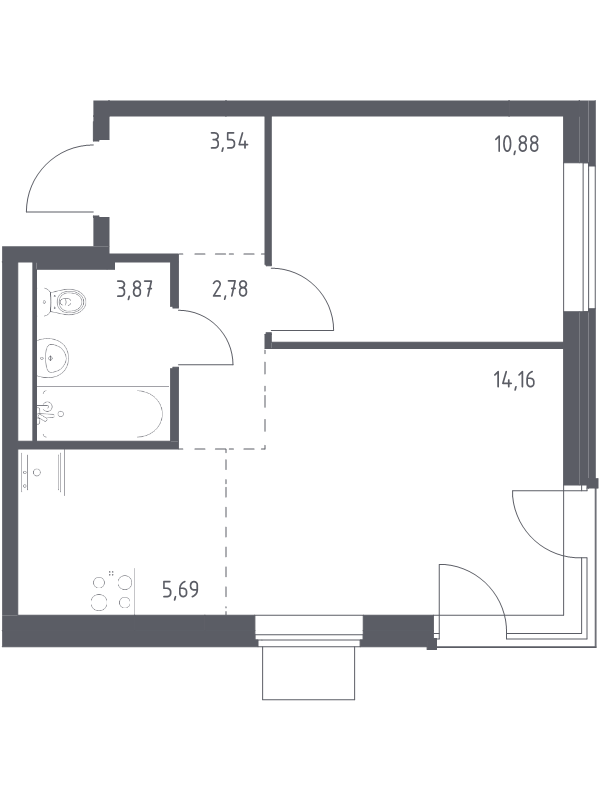 2 ккв (Евро) 40,9 м²