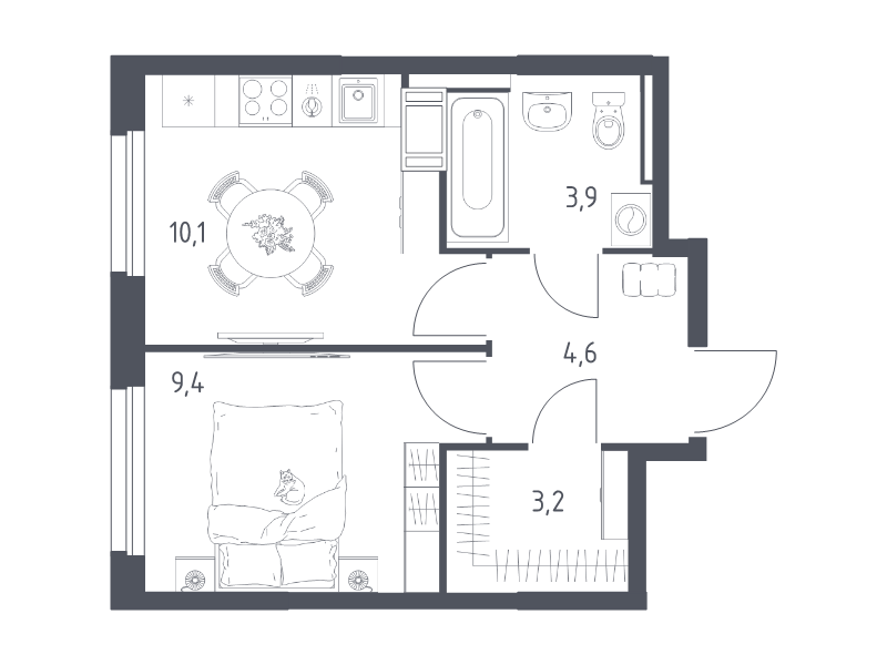 1 ккв 30,7 м²
