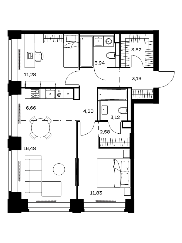 3 ккв (Евро) 67,5 м²