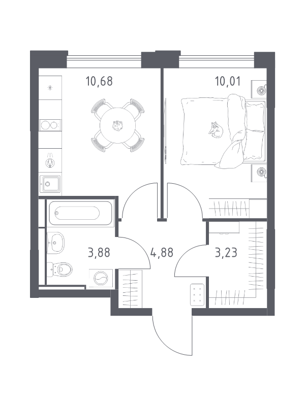 1 ккв 32,5 м²