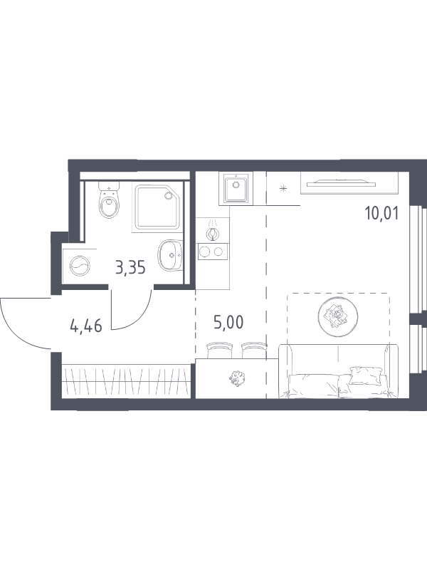 Студия 22,8 м²