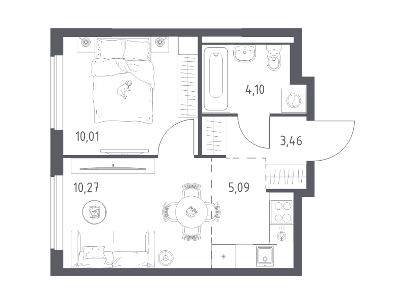 2 ккв (Евро) 32,9 м²