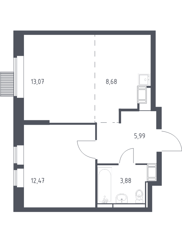 2 ккв (Евро) 44,1 м²