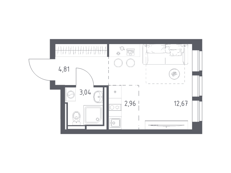 Студия 23,5 м²