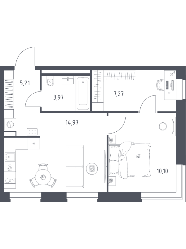 2 ккв (Евро) 41,5 м²