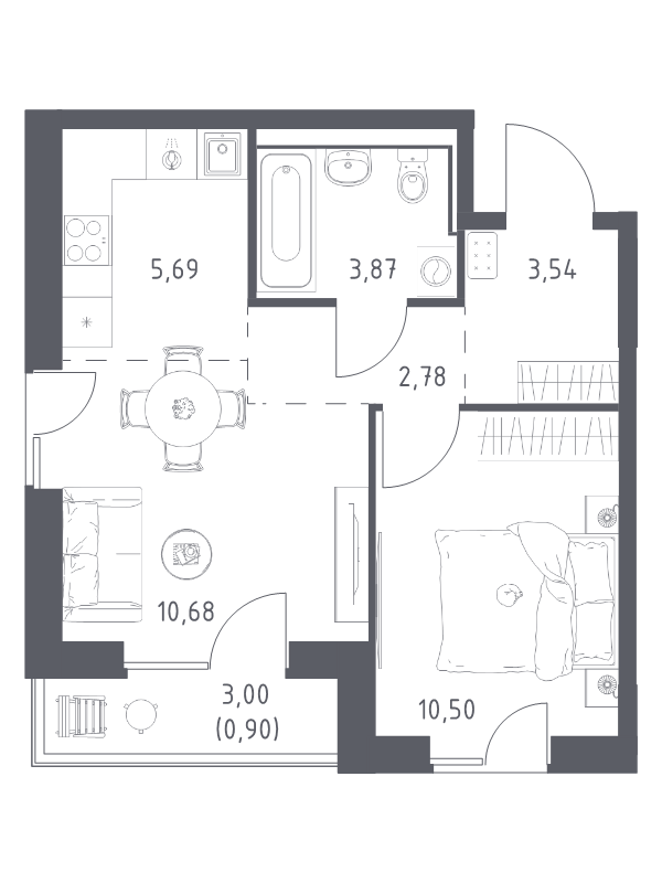 2 ккв (Евро) 38 м²