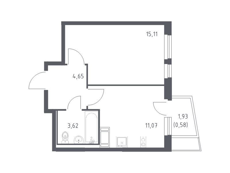 1 ккв 34,6 м²