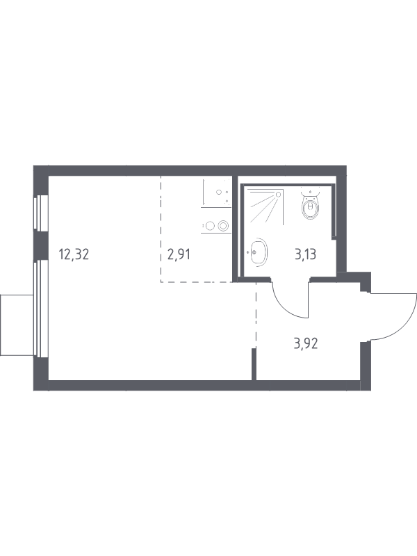 Студия 22,3 м²