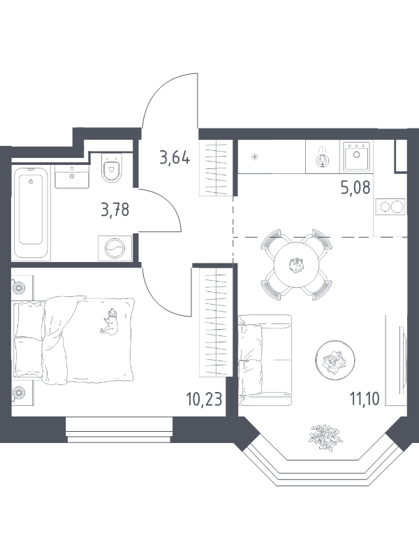 2 ккв (Евро) 33,8 м²