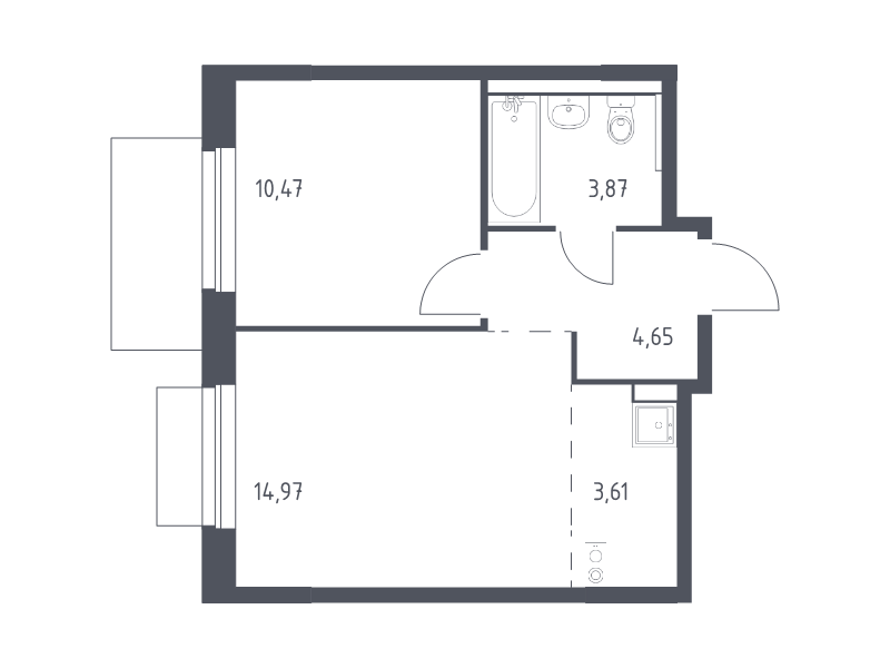 2 ккв (Евро) 37,6 м²