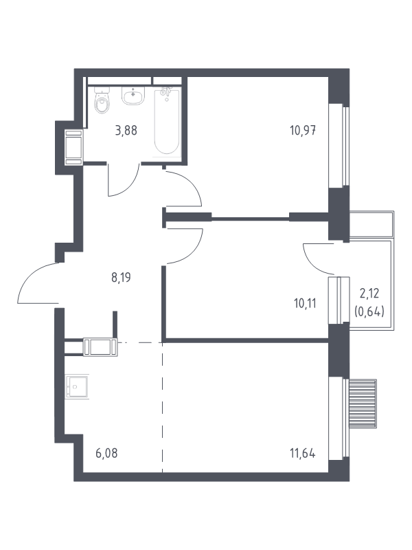3 ккв (Евро) 51,5 м²
