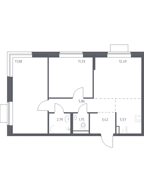 3 ккв (Евро) 60,3 м²