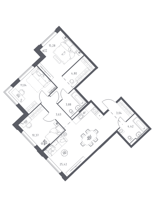 4 ккв (Евро) 81,9 м²
