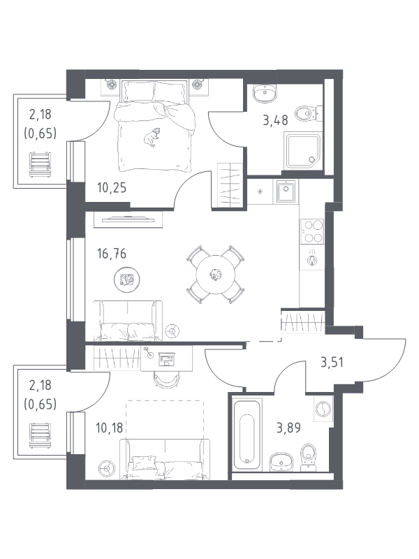 3 ккв (Евро) 49,4 м²