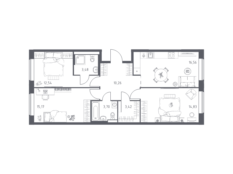 4 ккв (Евро) 80 м²