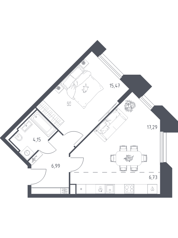 2 ккв (Евро) 50,6 м²