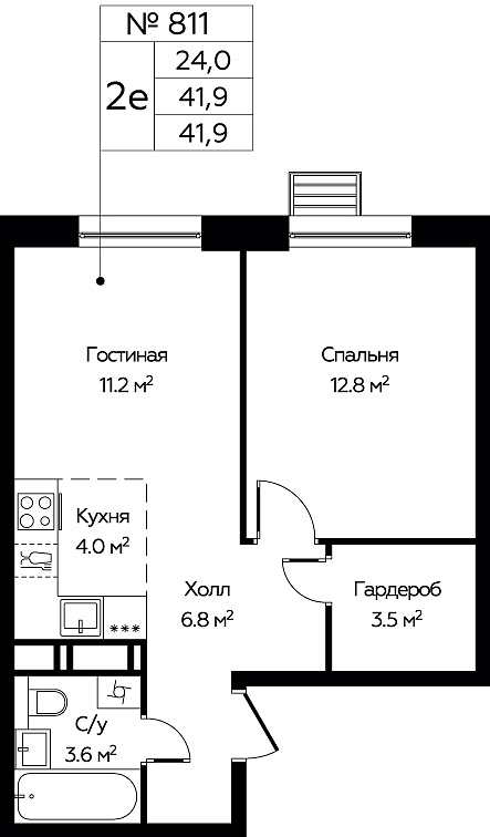 2 ккв (Евро) 40,7 м²