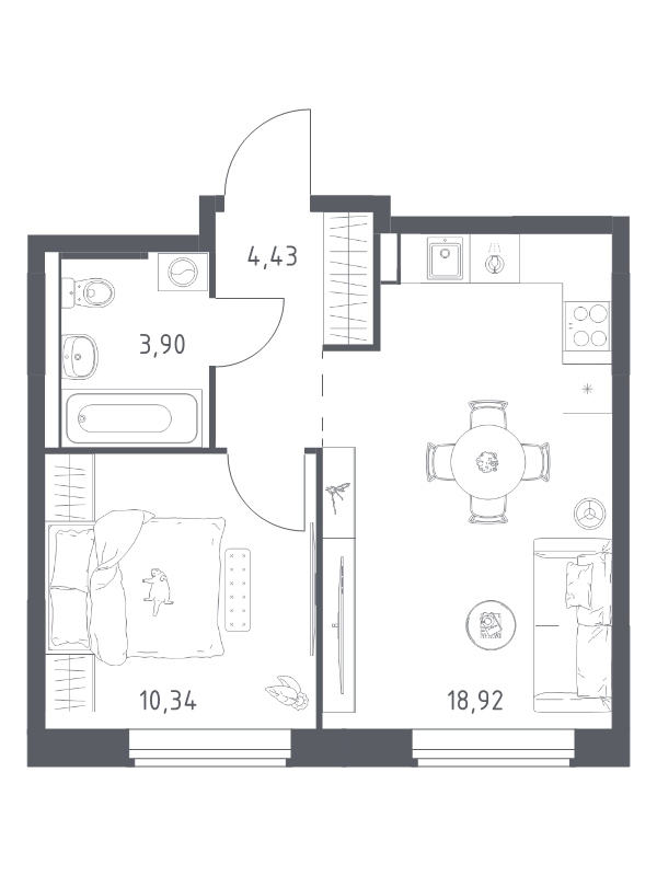 2 ккв (Евро) 37,6 м²