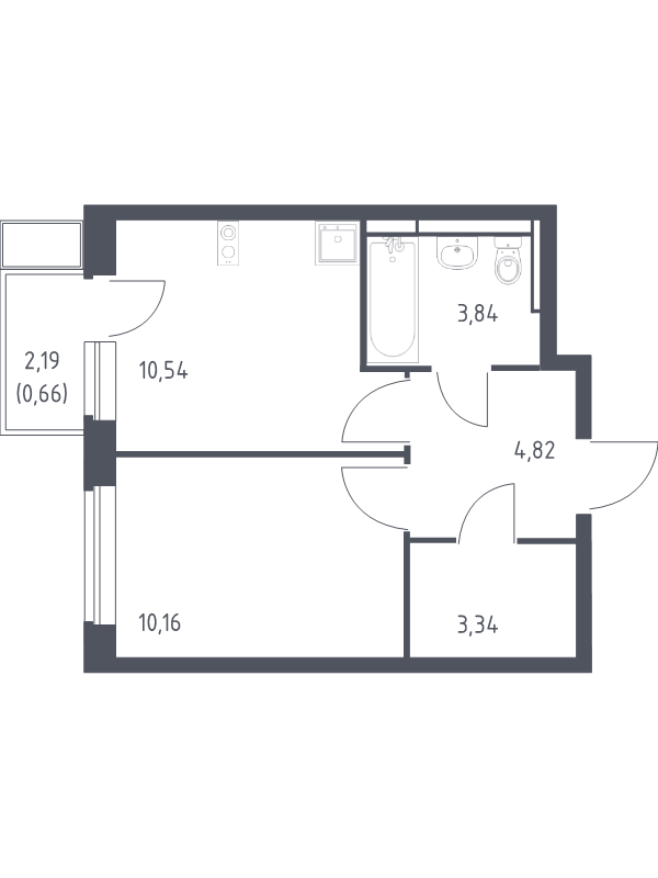 1 ккв 33,4 м²