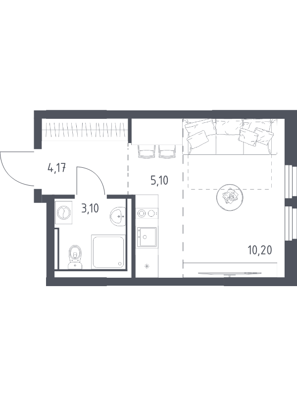 Студия 22,6 м²