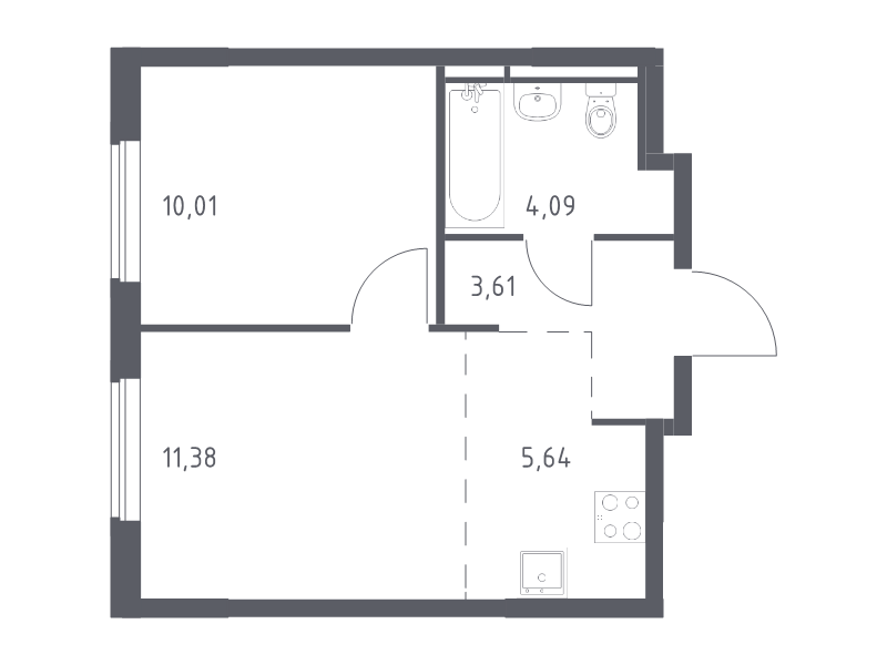 2 ккв (Евро) 34,7 м²