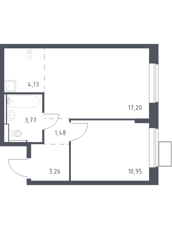 2 ккв (Евро) 40,8 м²