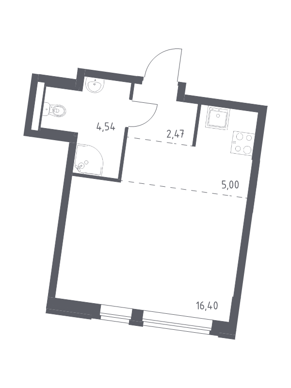 Студия 28,4 м²