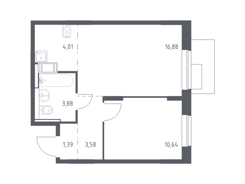 2 ккв (Евро) 40,4 м²