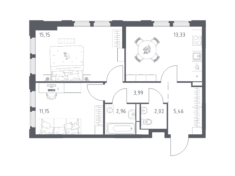 2 ккв 54,1 м²
