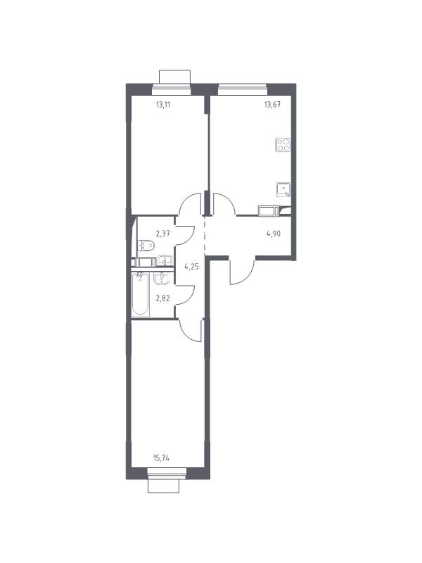 2 ккв 56,9 м²