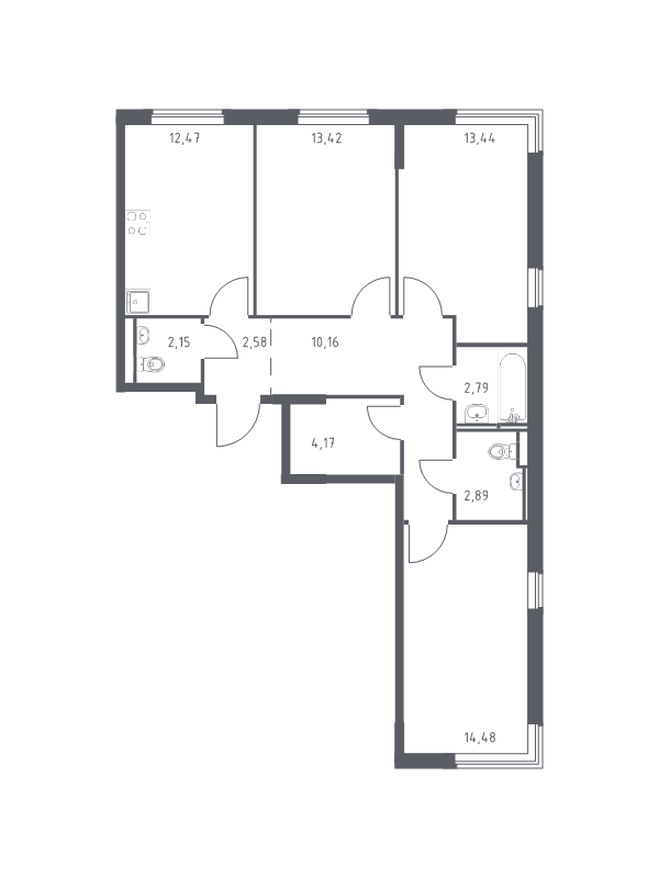3 ккв 78,6 м²