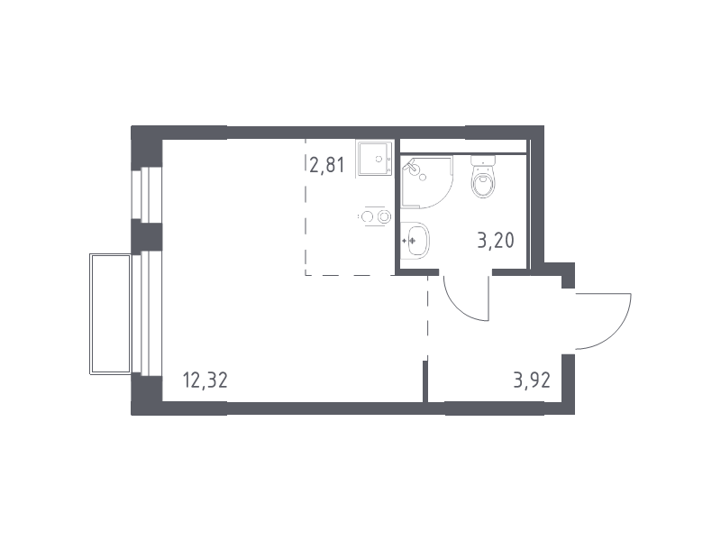 Студия 22,3 м²