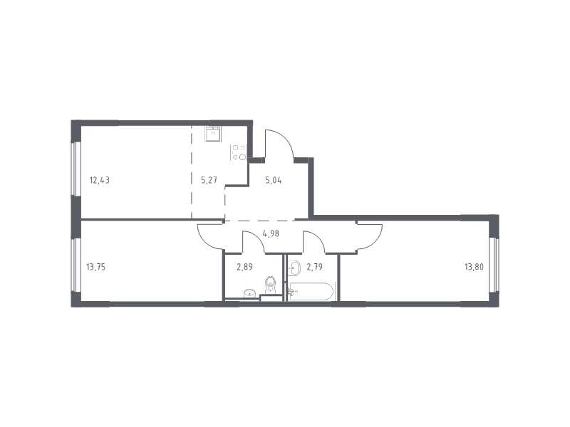 3 ккв (Евро) 61 м²