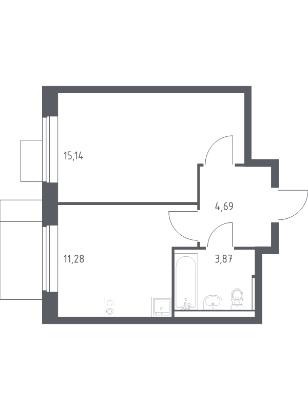 1 ккв 35 м²