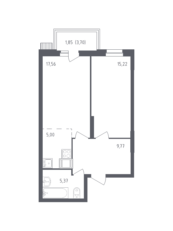 2 ккв (Евро) 54,3 м²