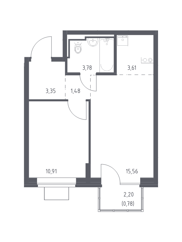2 ккв (Евро) 39,5 м²
