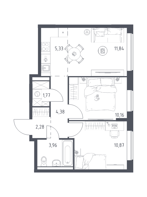 3 ккв (Евро) 50,6 м²