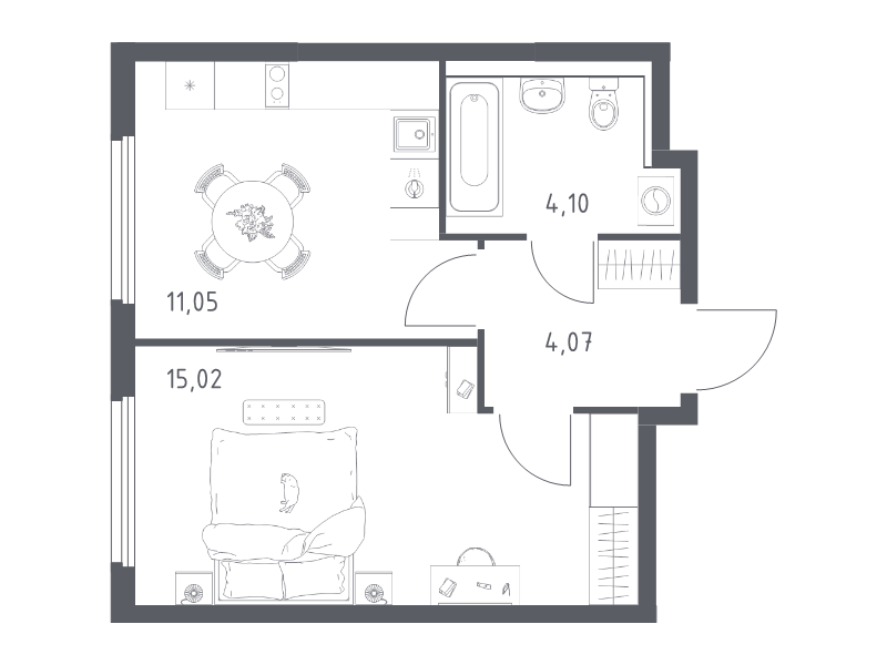1 ккв 34,2 м²