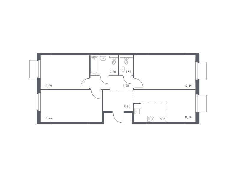 4 ккв (Евро) 80,5 м²