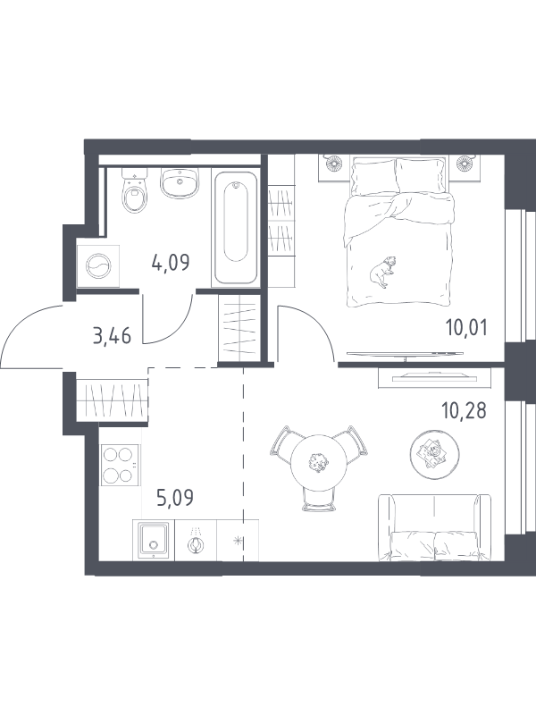 2 ккв (Евро) 32,9 м²
