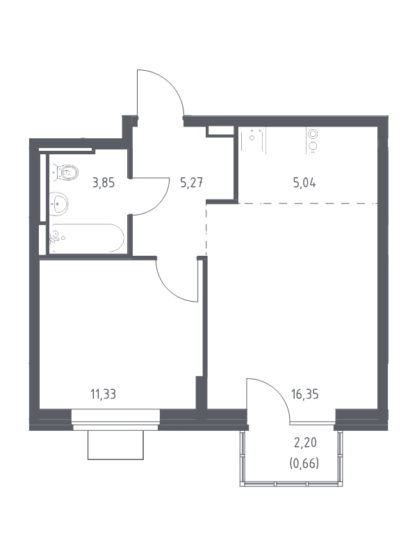 2 ккв (Евро) 42,5 м²