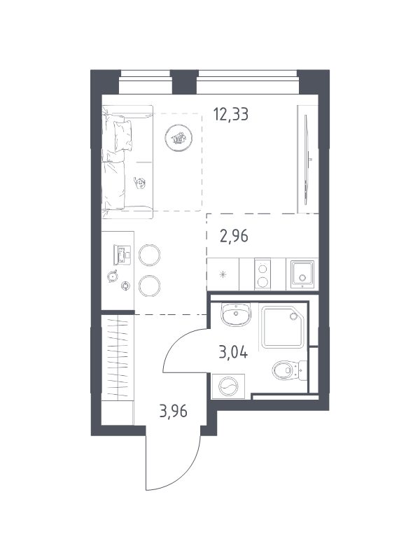 Студия 22,3 м²