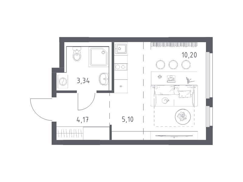 Студия 22,8 м²