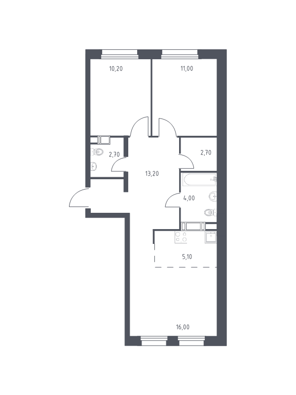 3 ккв (Евро) 64,9 м²