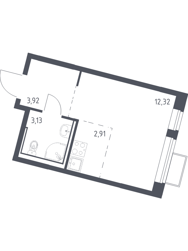 Студия 22,3 м²