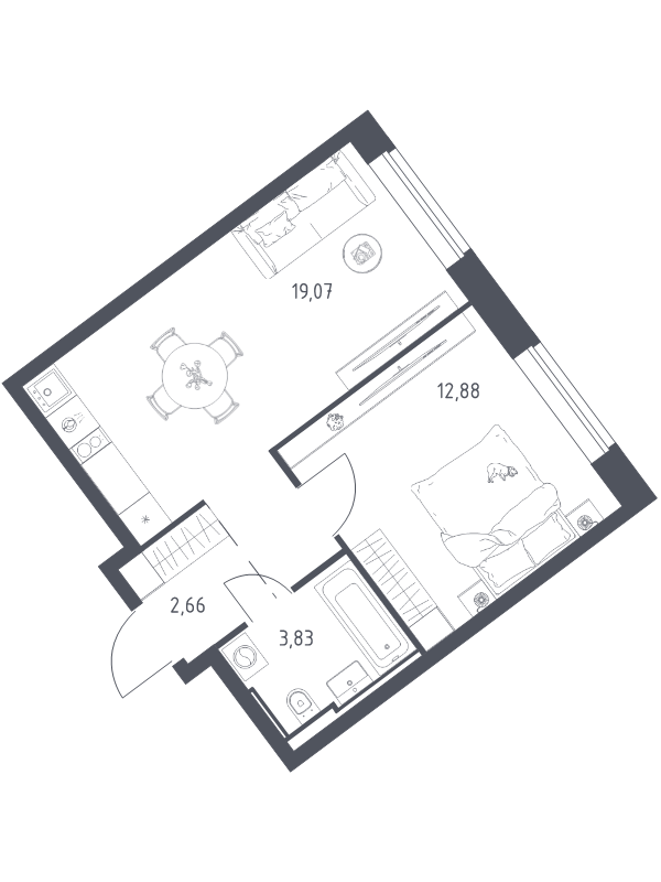 2 ккв (Евро) 38,4 м²