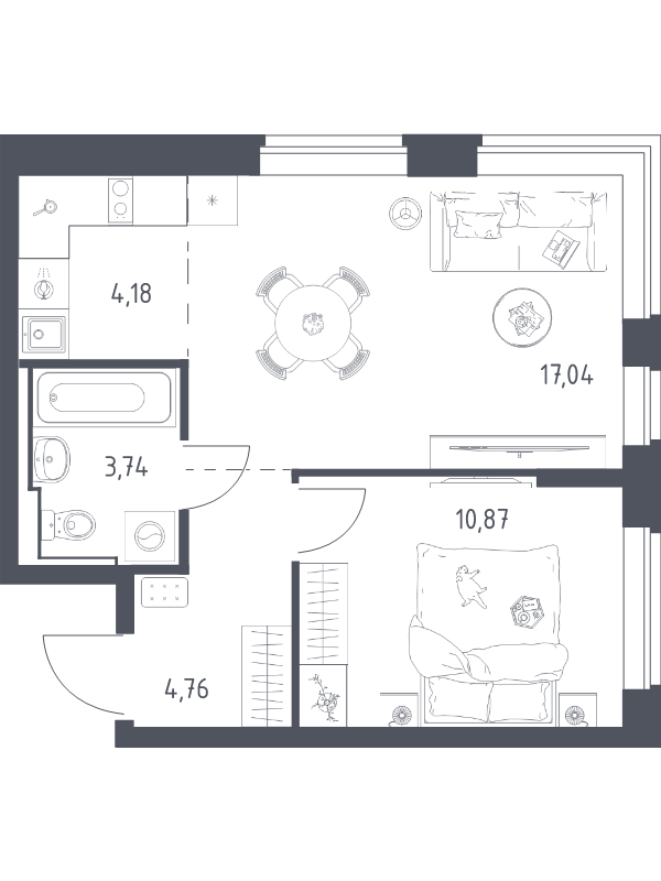 2 ккв (Евро) 39,8 м²