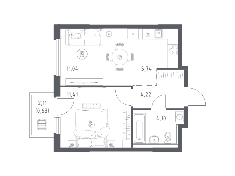 2 ккв (Евро) 37,1 м²